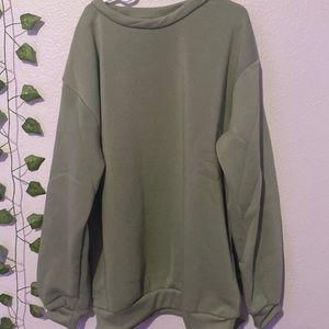 Drop Shoulder Lined Green Sweater